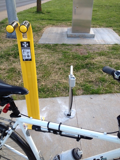 A bike stand and a pump.